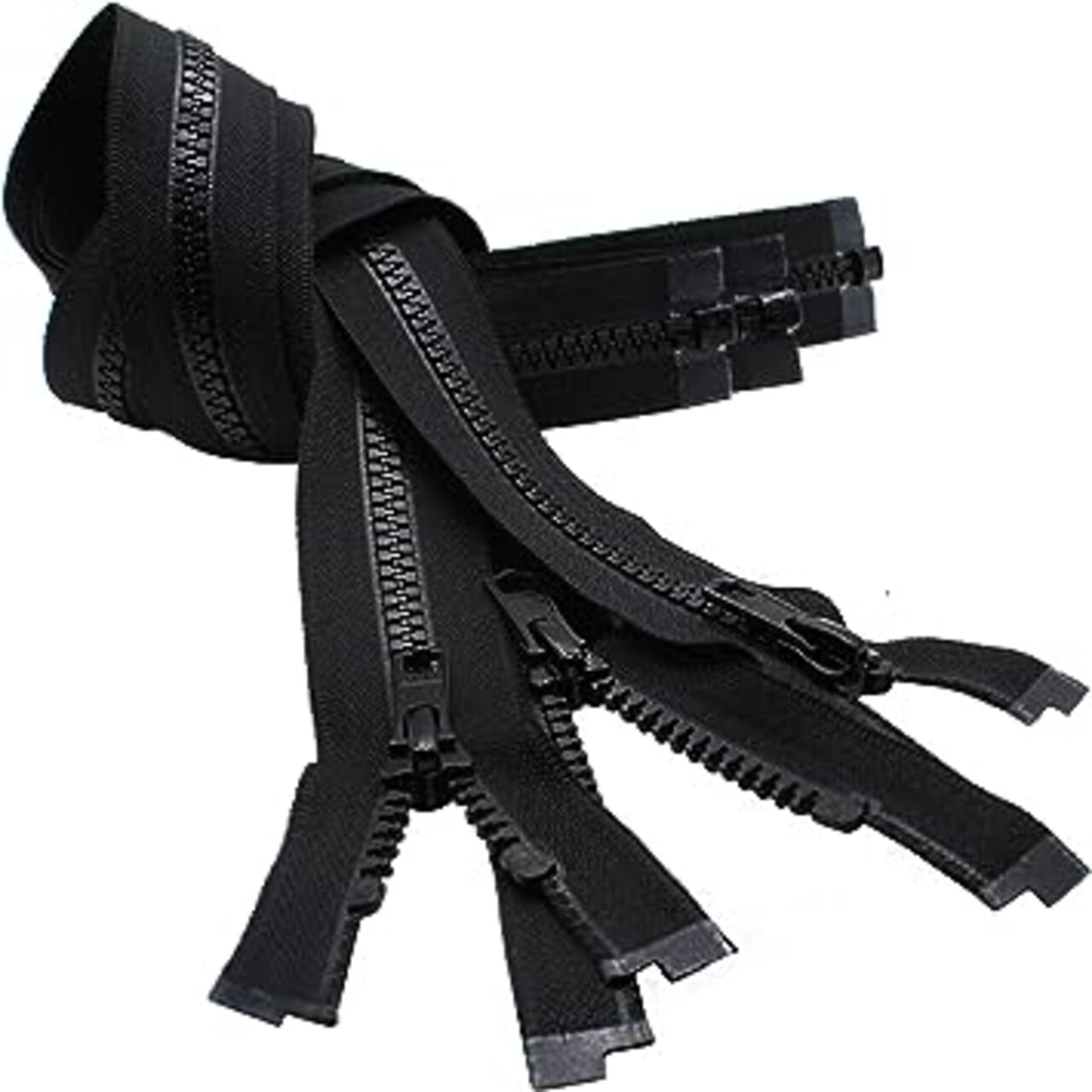 Zipperstop Wholesale YKK 8" Vislon Zipper ~ YKK #5 Molded Plastic ~ Separating - Black (3 Zippers/Pack)